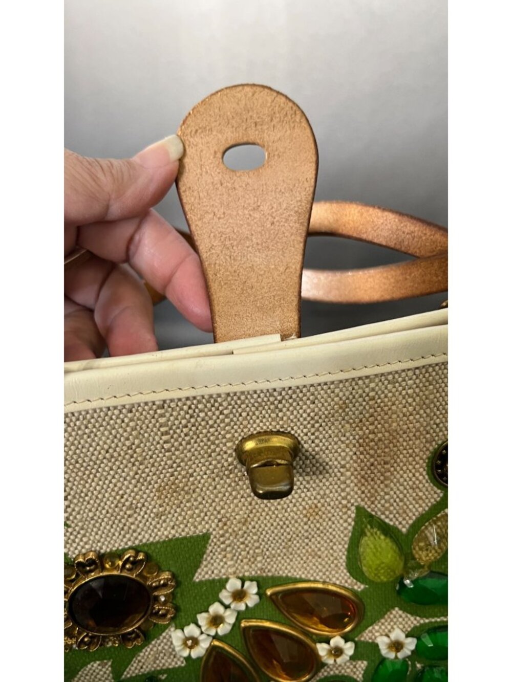 Vintage Embellished "Money Tree" Purse With Wooden Base - Picture 7 of 11